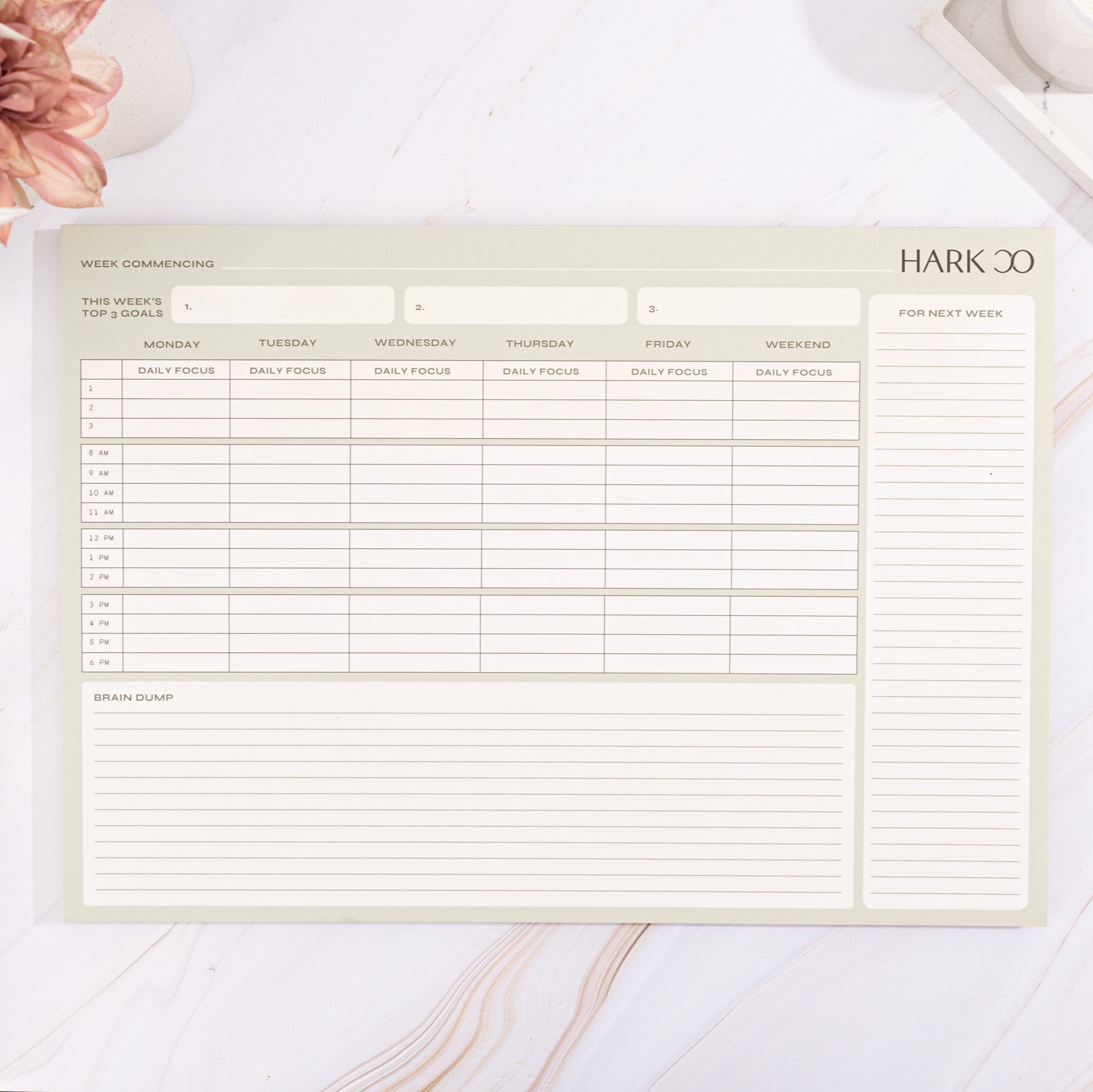 Hark Weekly Desk Planner Styled