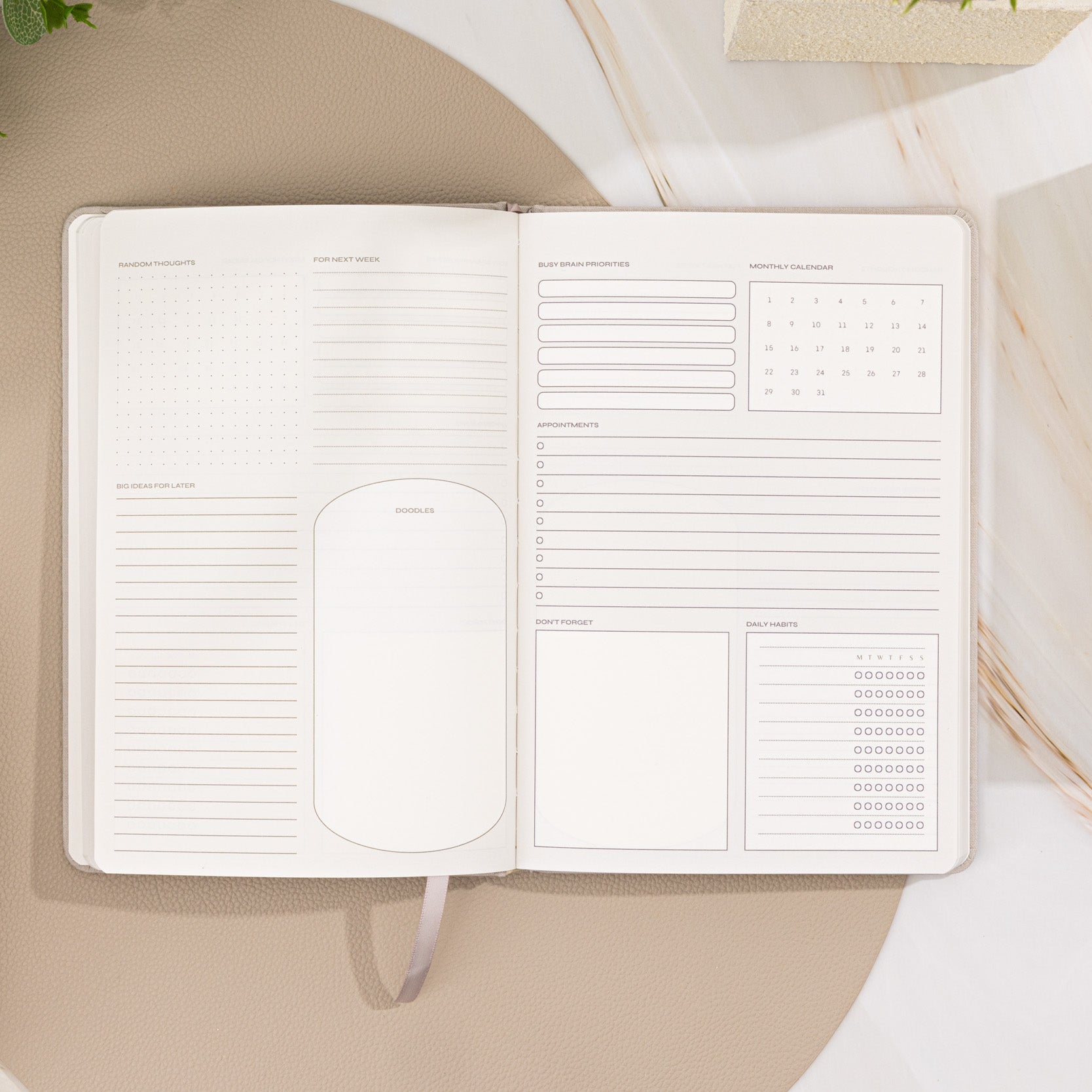 Busy Brain Notebook Open Layout